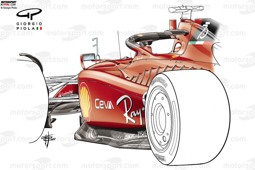 Die Seitenkasten-Lösung des F1-75 war ein ganz anderer Ansatz als der der meisten Teams 2022. Die wannenartige Vertiefung in der Mitte sorgte nicht nur für eine ganz andere Optik, sondern auch für einen interessanten aerodynamischen Effekt, vor allem, wenn man die Kühlkiemen bedenkt, die die Karosserie säumten.