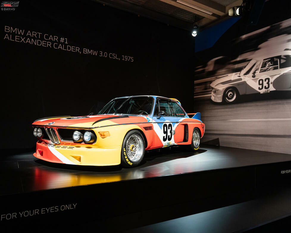 #1 Alexander Calder / BMW 3.0 CSL / 1975: Der US-amerikanische Bildhauer Alexander Calder eröffnet die Tradition der BMW-Art-Cars. Die Idee stammt von Fahrer und Teamchef Hervé Poulain, der den bunten Rennwagen 1975 bei den 24h von Le Mans einsetzt. Ohne Erfolg, denn nach 73 Runden war vorzeitig Schluss.