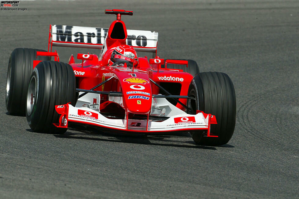 2002: Ferrari steigert sich mit dem F2002 erneut, fährt wieder beide WM-Titel ein. Die Krönung: Michael Schumacher steht bereits im Juli als Formel-1-Weltmeister fest! Er und Rubens Barrichello gewinnen 15 von 17 Rennen, Schumacher steht jedes Mal auf dem Treppchen.