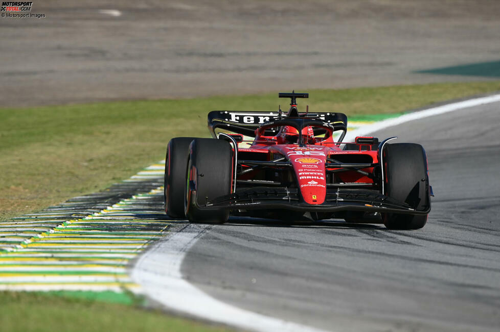 Charles Leclerc (2): Der Abflug vor dem Rennen war bitter, aber nicht seine Schuld. Bis dahin hatte er mit der ersten Startreihe im Grunde das Maximum herausgeholt. Auch der Sprint war ganz ordentlich, wo er überraschend sogar schneller als Hamilton im Mercedes war.