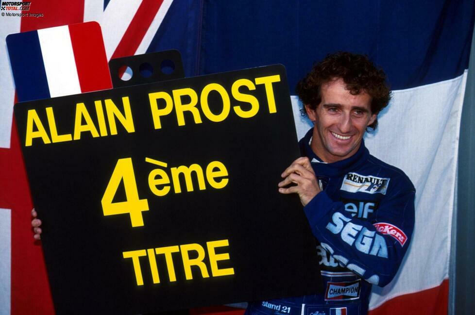 Alain Prost (Frankreich): Der große Rivale von Senna wird viermal Formel-1-Weltmeister, nämlich 1985 und 1986 sowie 1989 auf McLaren und - nach einer einjährigen Auszeit - 1993 auf Williams. Nach der vierten Weltmeisterschaft tritt Prost zurück.
