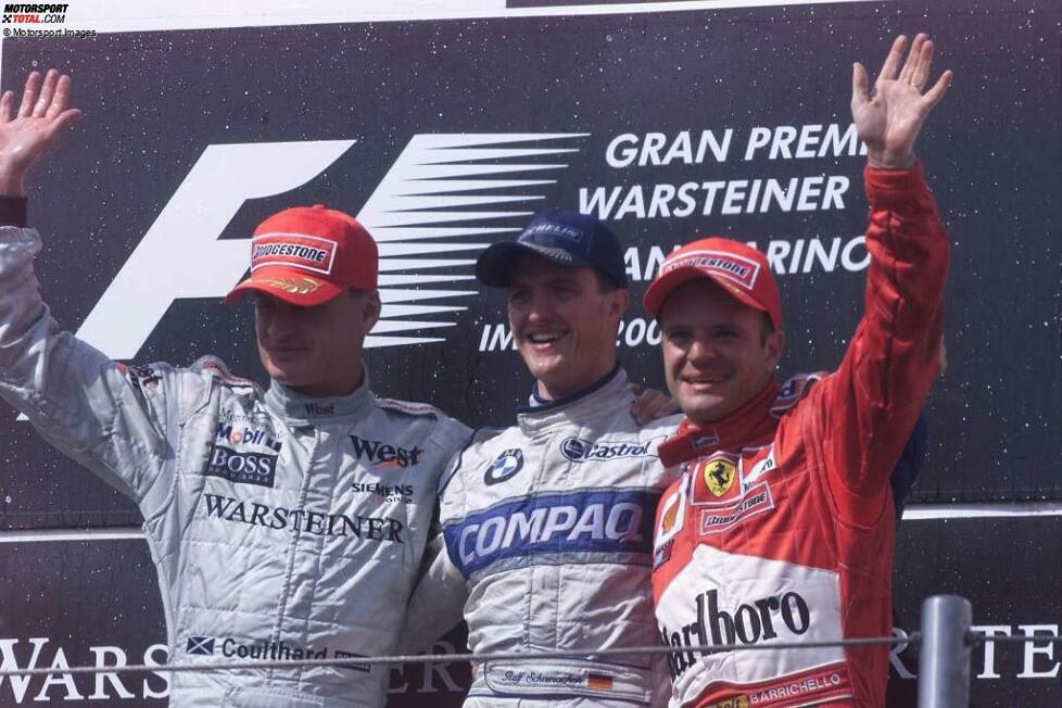 2001 (als San-Marino-Grand-Prix): Ralf Schumacher (Williams) vor David Coulthard (McLaren) und Rubens Barrichello (Ferrari)