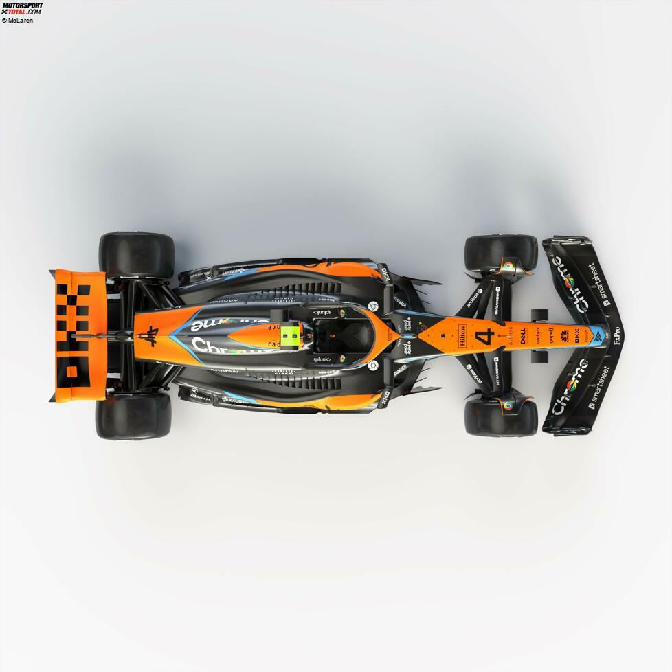 Im Vergleich zum Vorgänger zeigt die Lackierung des McLaren MCL60 mehr schwarze Elemente.