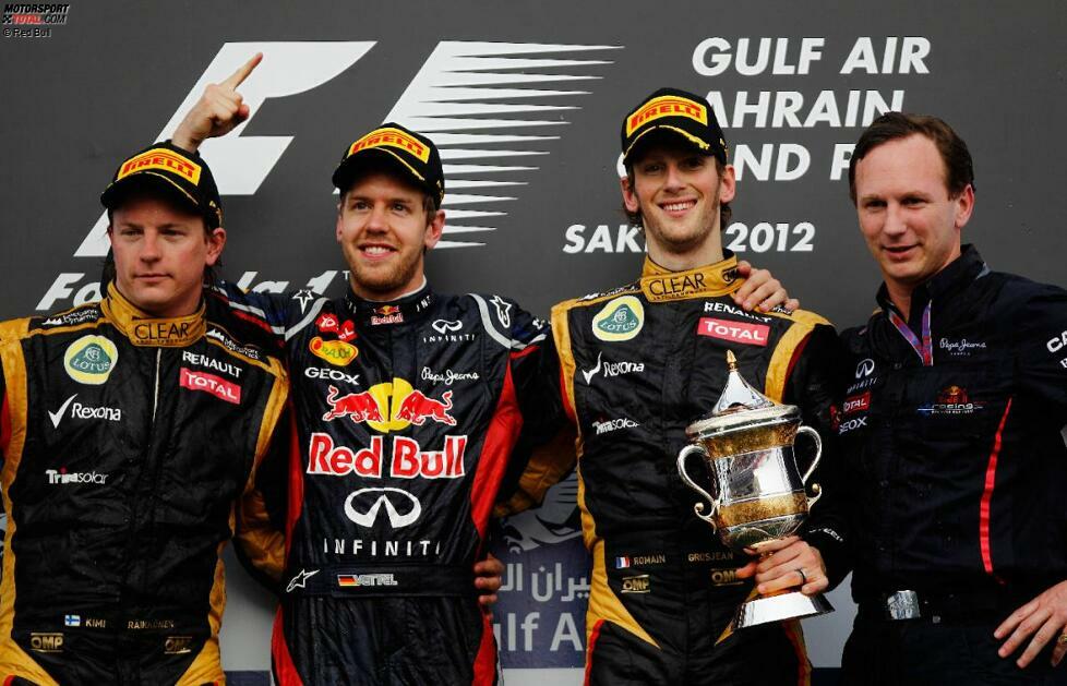 2013 - 14 Podestplätze: Trotz erneuter Vettel-Dominanz gibt es diesmal wieder eine hohe Anzahl. Die gehen aber in dieser Saison komplett auf das Lotus-Team, die sogar mehr Podestplätze holen als Mercedes (9) und Ferrari (10) vor ihnen.