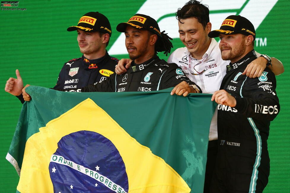 7. Meiste Podestplätze zusammen: Lewis Hamilton und Sebastian Vettel standen 56 Mal zusammen auf dem Podest. Mit Max Verstappen und Valtteri Bottas teilte der Brite jeweils 53 Mal das Podium. Dass die Bestmarke geknackt wird, dürfte mit Verstappen aber wahrscheinlicher sein als mit dem Alfa-Romeo-Piloten.