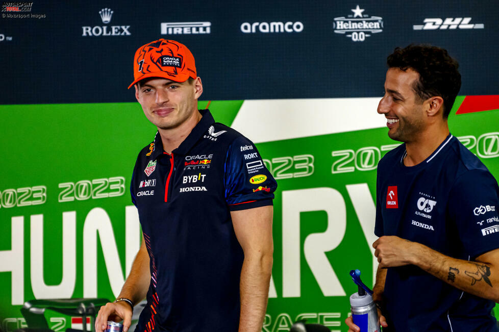 ... viele bekannte Gesichter, darunter Max Verstappen (links), mit dem er von 2016 bis 2018 bei Red Bull fuhr. Jetzt aber ...