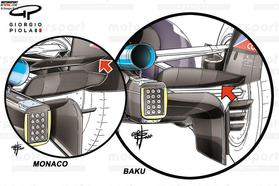 In Kombination mit dem Low-Downforce-Heckflügel und um den Luftwiderstand weiter zu reduzieren, hatte das Team in Baku nur das untere Flügelelement des Beam-Wings installiert.