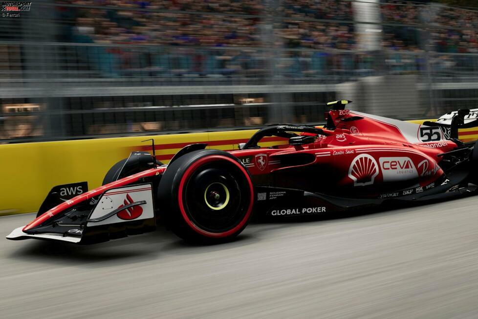... ziehen aber auch die restlichen Ferrari-Sponsoren mit: Alle haben ihre Logos auf Weiß geändert, selbst das markante Ferrari-Emblem an der Seite des Cockpits ist nicht wie sonst in Gelb gehalten. Und auch bei ...