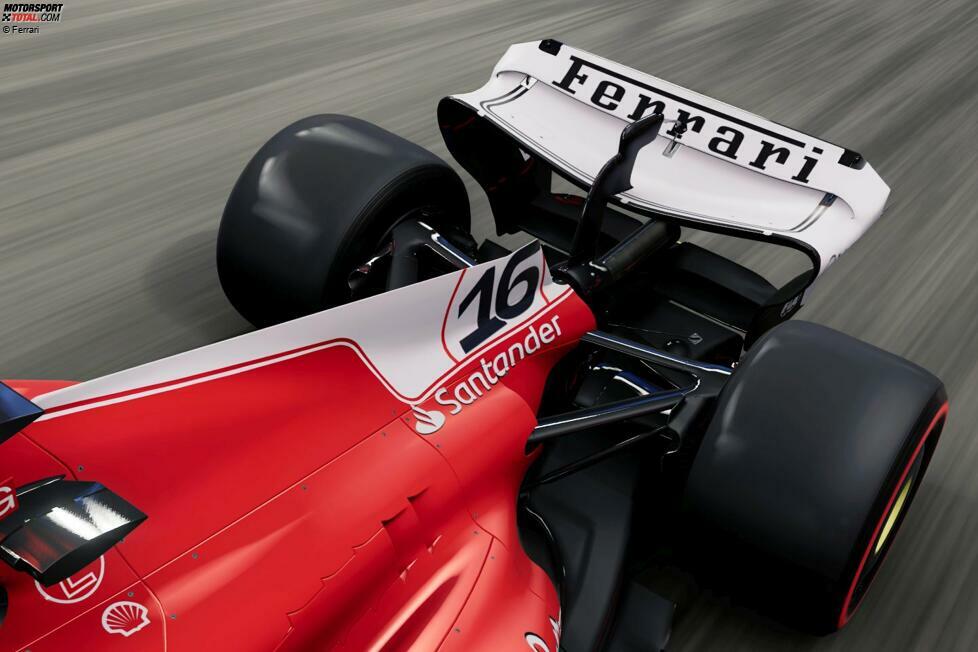 ... den Heckflügel, auf dem der Ferrari-Schriftzug prangt. Das mag einigen älteren Formel-1-Fans bekannt vorkommen, denn ...