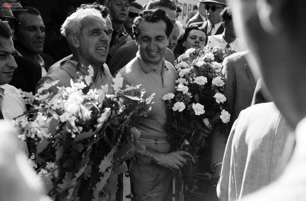 #9 Luigi Villoresi (44 Jahre, 3 Monate, 28 Tage) - Zwar fährt der Italiener in den Folgejahren noch bei nicht zur WM zählenden Formel-1-Rennen auf das Podest, das letzte offizielle Podium ist aber Platz drei für Ferrari beim Heimspiel in Monza 1953 - hinter Juan Manuel Fangio und Ferrari-Teamkollege Nino Farina.