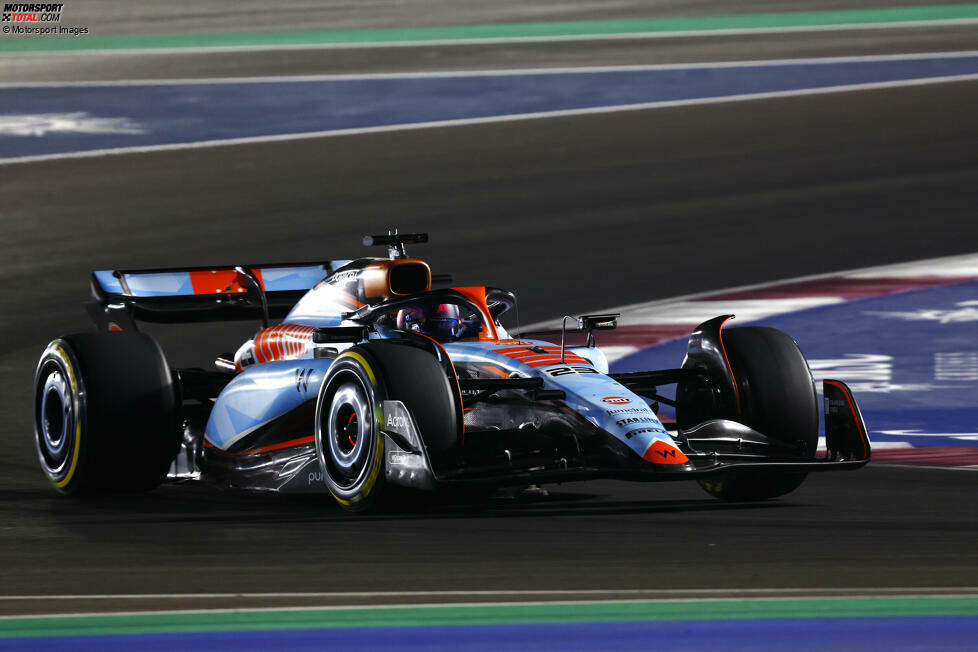 Alexander Albon (3): Mit mehreren Tracklimitstrafen kein gutes Rennen, aber ihn rettet der starke siebte Platz im Sprint. Am Ende trieb er Leclerc noch in einen Fehler und nahm so wieder einmal zwei wichtige WM-Punkte für Williams mit. Alle 23 Zähler des Teams in diesem Jahr gehen auf sein Konto.