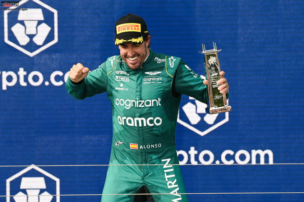 Fernando Alonso (1): Keine Abzüge dagegen beim zweimaligen Weltmeister! Der Spanier lieferte mit P2 im Qualifying und P3 im Rennen ab und musste jeweils nur Red Bull den Vortritt lassen. Dazu im Rennen wieder einige starke Manöver gezeigt. Es macht aktuell einfach Spaß, dem Oldie im Formel-1-Feld zuzuschauen.