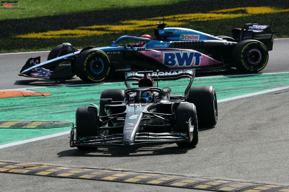 George Russell (3): Im Qualifying wieder vor Hamilton, im Rennen dann aber recht blass, was sicher auch am Auto lag. Trotzdem für uns keine bessere Note, weil auch er sich eine (unnötige) Strafe einhandelte. Wie bei Hamilton spielte die im Endergebnis keine Rolle, bei uns aber schon.