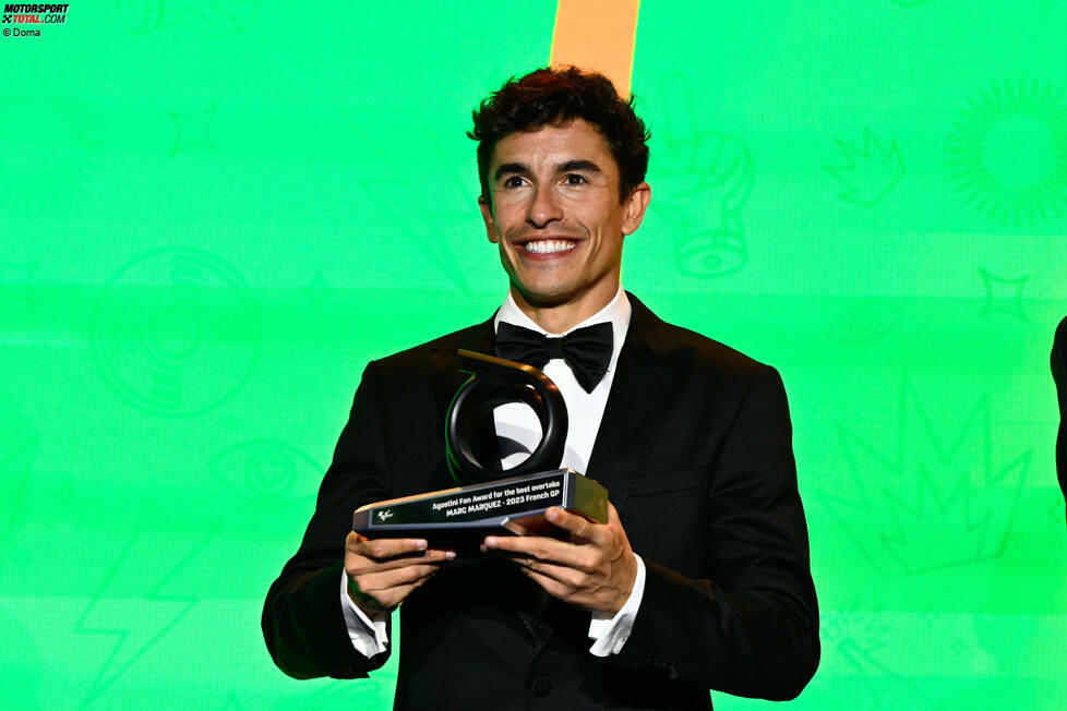 Auch Marc Marquez erhält bei der Gala einen Preis, nämlich den Agostini-Award für das beste Überholmanöver des Jahres 2023. Entschieden haben das die Fans in einer Online-Abstimmung.