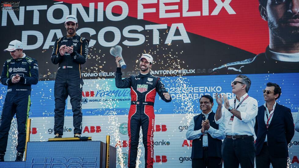 Antonio Felix da Costa, Porsche, als Drittplatzierter auf dem Podium