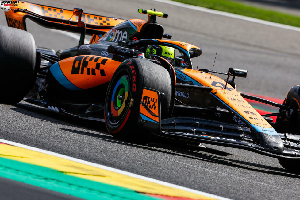 Lando Norris (3): Bis zum Rennen in allen Sessions der langsamere McLaren-Pilot. Doch im Gegensatz zum Teamkollegen brachte er das Auto im Rennen ins Ziel und holte als Siebter an einem schwierigen Tag noch wichtige Punkte. Trotzdem kein wirklich 