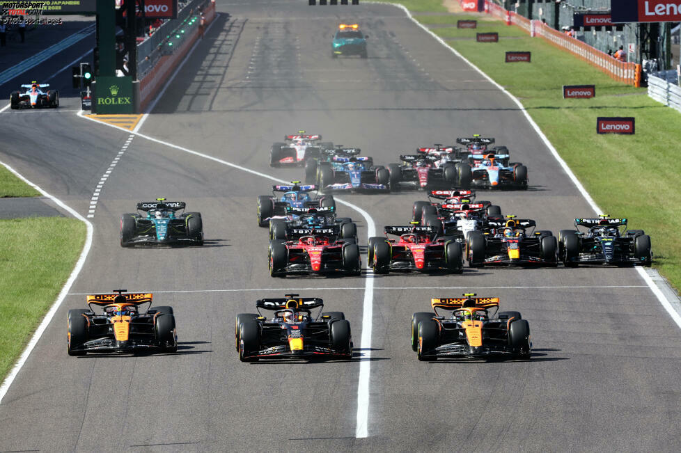 Lando Norris (1): Im Qualifying minimal langsamer als der Teamkollege, im Rennen aber nicht nur klar schneller als Piastri, beim Start setzte er sich sogar kurzzeitig neben Verstappen. Vorbei kam er zwar nicht, aber seine Rennpace war so stark, dass es von uns die Bestnote gibt.