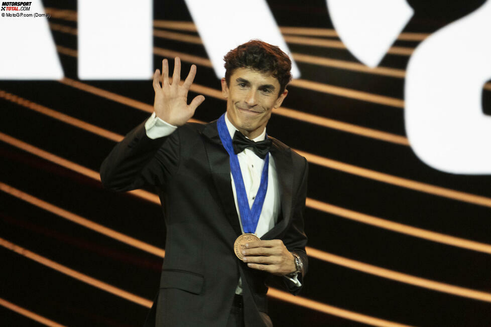Zum ersten Mal seit seinem WM-Titel im Jahr 2019 hat Marc Marquez wieder die WM-Gala besucht. Das Traumjahr mit Gresini beendete er beim Finale als WM-Dritter.