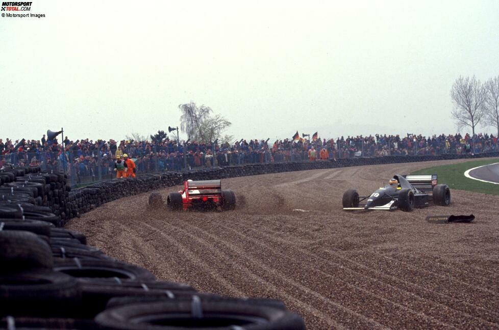 Wendlinger sieht das Ende der legendären Donington-Runde aber nicht: Er kollidiert mit dem übermotivierten Michael Andretti im McLaren im Kampf um Platz 4.