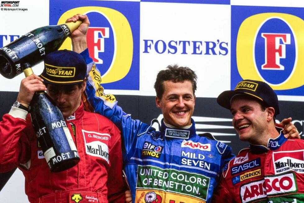 Michael Schumacher (1994): Zwei Jahre später befindet sich Mansell bereits in der (vorläufigen) Formel-1-Rente, als ein gewisser Michael Schumacher mit vier Siegen zu Saisonbeginn auf sich aufmerksam macht. 