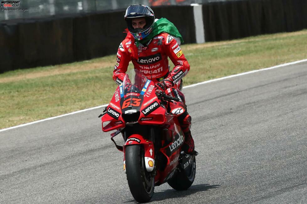 63. Ducati-Sieg: Francesco Bagnaia (Ducati) mit der Startnummer 63 am 29. Mai 2022 beim Grand Prix von Italien in Mugello