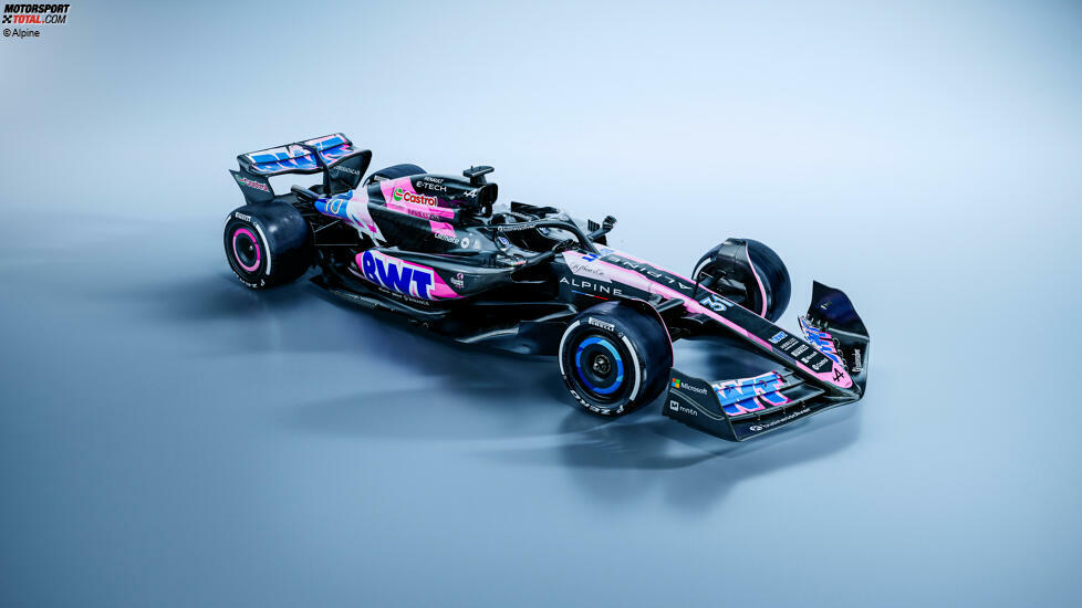 ... eine Version mit mehr rosa Akzenten für Titelsponsor BWT. Bei acht Rennen, also einem Drittel der Saison 2024, sollen Gasly und Ocon in dieser Farbgebung auf die Strecke gehen. Bei allen anderen Grands Prix kommt die Variante mit Blau zum Einsatz.