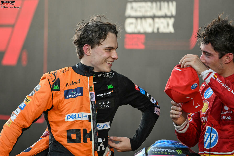 17. Aserbaidschan: Ein später Unfall von Sainz und Perez rettet Norris wichtige Punkte im WM-Kampf, doch Baku-Sieger Piastri und Leclerc knabbern weiter am Vorsprung des Briten. Stand: 1. Norris (295), 2. Leclerc (263), 3. Piastri (247), 4. Sainz (210), 5. Hamilton (192).