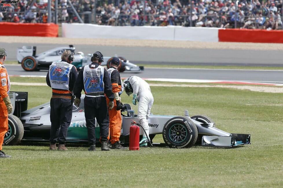 10. Nico Rosberg (Mercedes) beim Großen Preis von Großbritannien 2014 - Grund: Getriebe