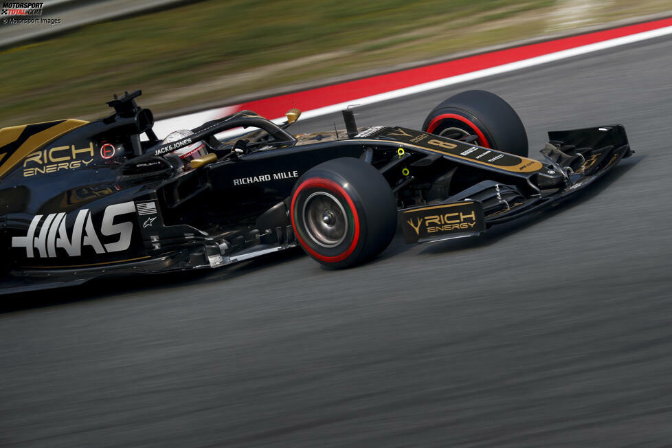 ... war Rich Energy noch Titelsponsor von Haas auf den Autos von Romain Grosjean und Kevin Magnussen.