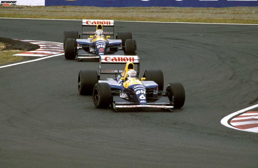 33 Doppelsiege: Williams ist vor allem in den frühen 1990er-Jahren eine Macht in der Formel 1. Nigel Mansell und Riccardo Patrese fahren zusammen acht Doppelsiege heraus. Das ist Williams-Rekord. Seit Frankreich 2003 aber hat Williams keinen Doppelsieg mehr erreicht.