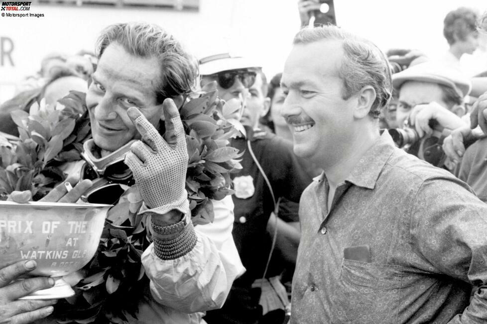 Innes Ireland (Großbritannien): Er profitiert vom Ausfall von Stirling Moss und fährt für Lotus zum Sieg in Watkins Glen 1961. Es ist der erste Grand-Prix-Erfolg für das Team von Colin Chapman.