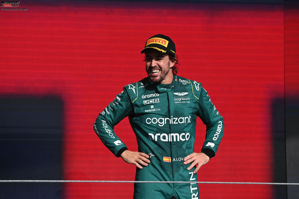 Acht Podestplätze gehen auf das Konto von Fernando Alonso (eines auf Sebastian Vettel), den erfolgreichsten Aston-Martin-Fahrer in der Formel 1. Er stand 2023 dreimal als Zweiter und fünfmal als Dritter auf dem Treppchen, wurde noch dazu WM-Vierter. In der erweiterten Erfolgsbilanz des Teams ...