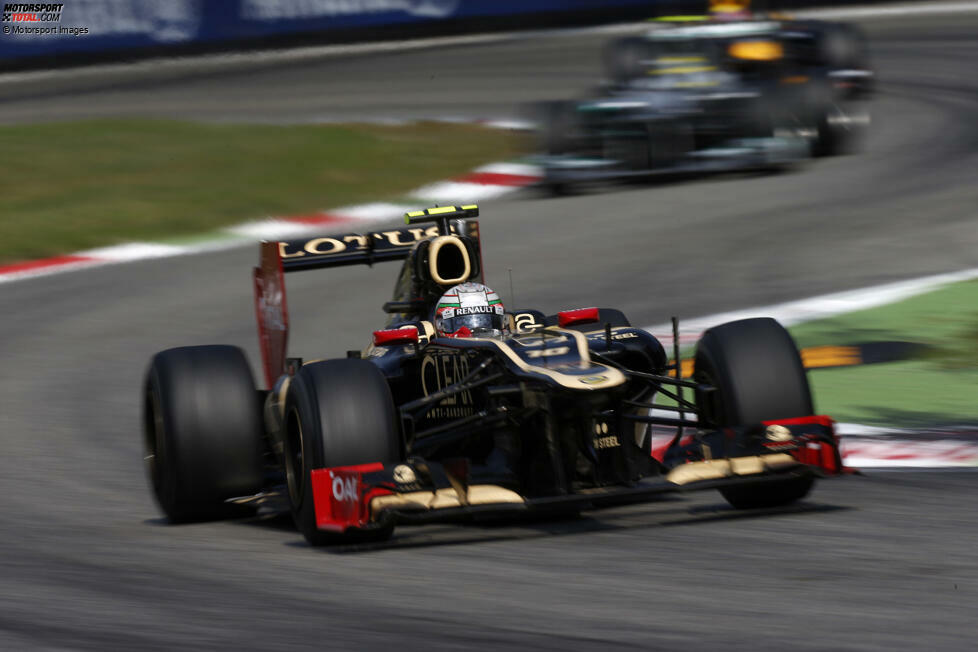 2012 in Monza sitzt Lotus-Testfahrer Jerome D'Ambrosio statt Grosjean im Auto. Bei seinem letzten Formel-1-Einsatz wird D'Ambrosio auf P13 abgewinkt und bleibt ohne Punkte.