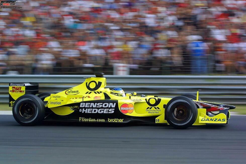 ... wechselt ins markant gelbe Auto des Teams. Nach nur einem WM-Punkt für Jordan verabschiedet sich Alesi aus der Formel 1.