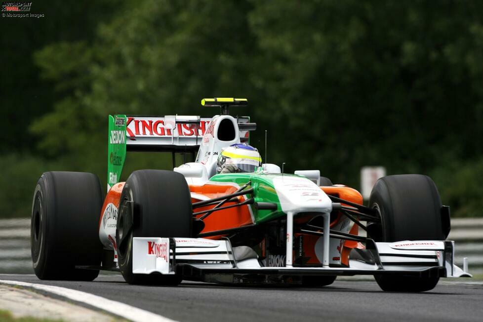 2009: Beim Belgien-Grand-Prix trumpft Giancarlo Fisichella als Stammfahrer von Force India noch richtig auf und fährt von der Poleposition zu Platz zwei hinter Kimi Räikkönen im Ferrari, aber schon ...