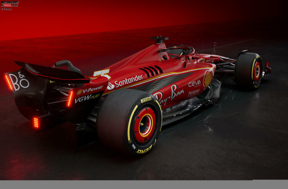 ... verraten die ersten Bilder nicht viel über den SF-24, weil Ferrari bewusst dunkle Hintergründe verwendet und sensible Bereiche des Fahrzeugs gar nicht erst zeigt. Zum Beispiel ...