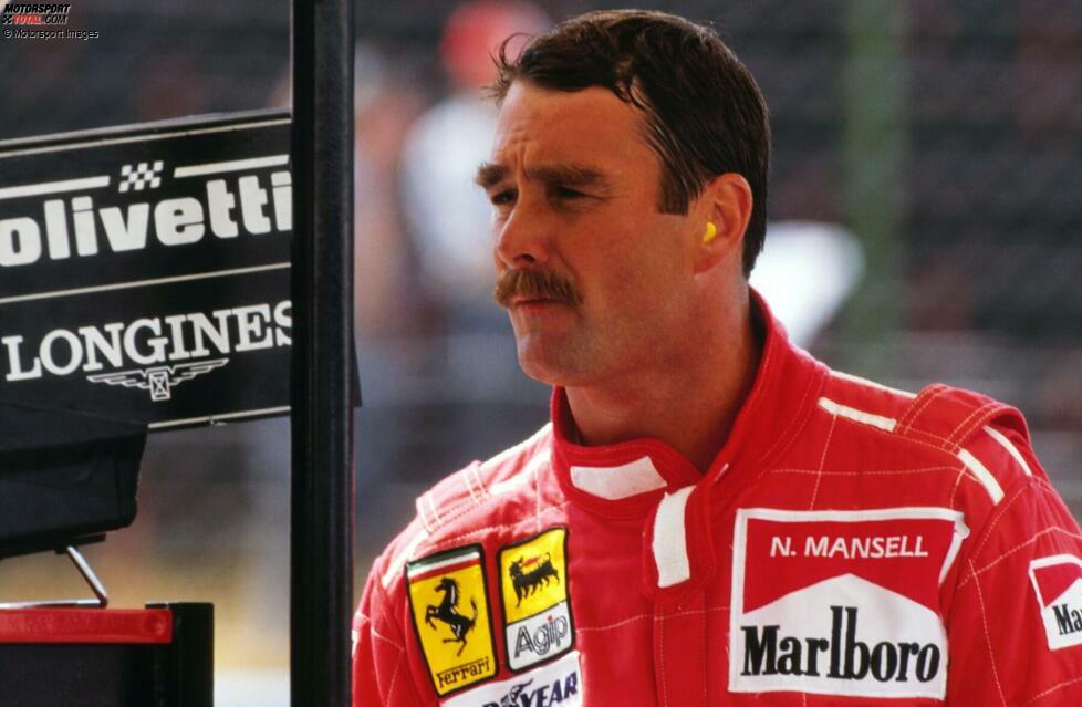 ... Mansell gewinnt in seinen zwei Ferrari-Jahren zwar noch zwei weitere Rennen, aber vom WM-Titel ist er in Rot weit entfernt. Erst ab 1991 bei Williams gibt es Siege in Serie für Mansell, 1992 dort schließlich auch den WM-Gesamtsieg.
