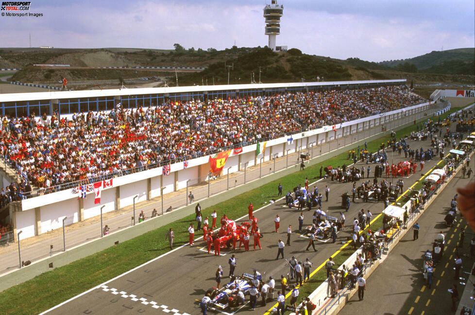 Jerez (1997) - Der Europa-Grand-Prix ist 1997 auch das Saisonfinale der Formel 1, und was für eines: Jacques Villeneuve im Williams und Michael Schumacher im Ferrari kämpfen um den Titel. Dann folgt der 