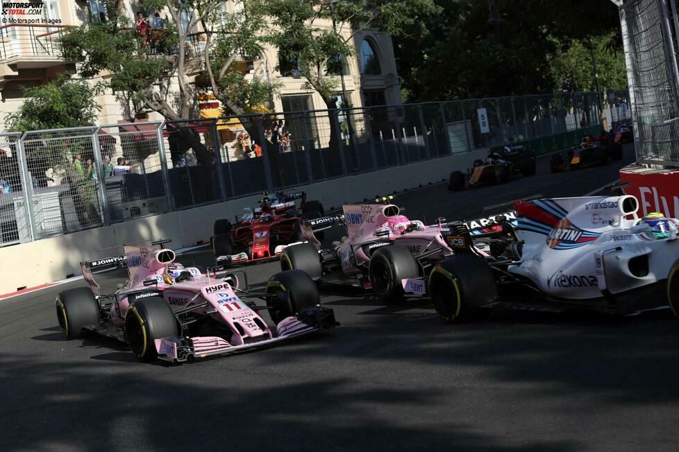 18. Aserbaidschan 2017: Zuvor gibt es drei Jahre lang keine rote Flagge. Die letzte vor 2020 ist in Baku 2017, als wegen einer Kollision der beiden Force Indias von Sergio Perez und Esteban Ocon zu viele Trümmer auf der Strecke liegen.