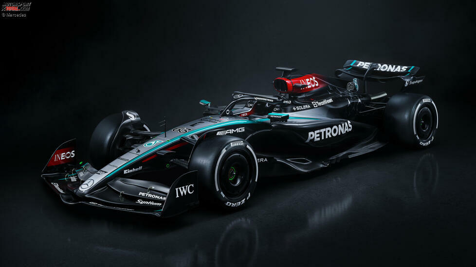 ... das Auto aber leicht, wird deutlich, dass bei Mercedes - wie bei vielen Formel-1-Teams 2024 - die Farbe Schwarz dominiert, das 