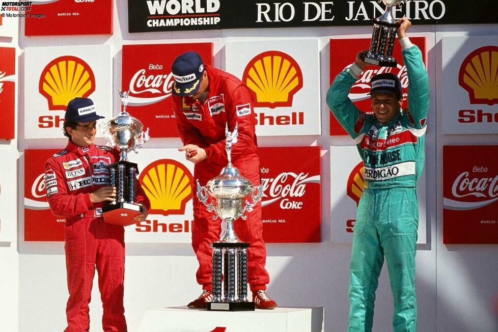 Rio de Janeiro 1989: Nigel Mansell gewinnt bei seinem Debüt als Ferrari-Fahrer, aber auf dem Podium vergeht ihm die Freude. Zwar erhält er als Sieger einen formschönen Pokal, schneidet sich daran aber die Hände auf und blutet!
