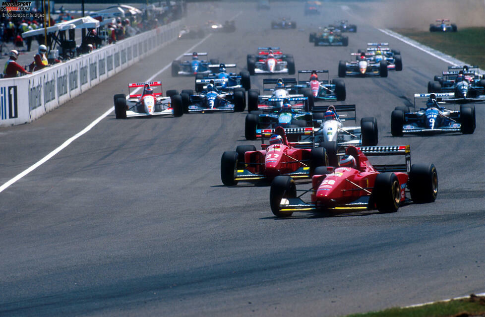 Denn seit 1994 hatte es das nicht mehr gegeben. Nach Damon Hills (Williams) Pole in Silverstone jubelt Ferrari in Hockenheim mit Gerhard Berger und Jean Alesi gleich doppelt und gewinnt mit dem Österreicher auch das Rennen.