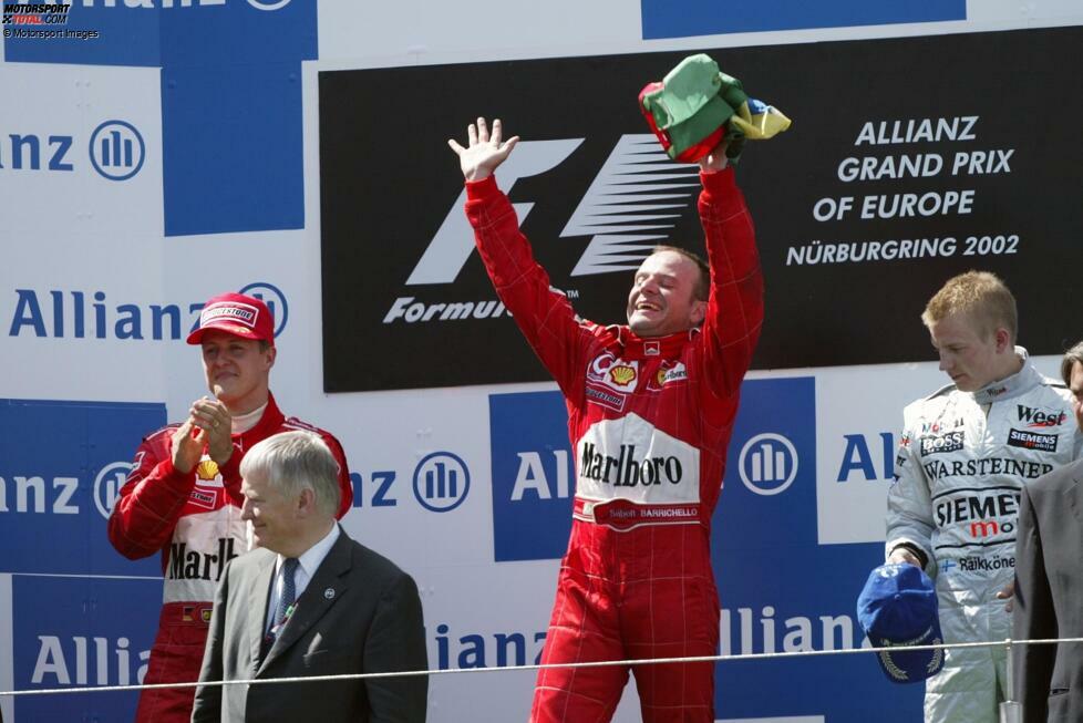 Rubens Barrichello (Brasilien) ist einer von vier Fahrern, die 31 Rennen nach ihrem jeweils ersten Grand-Prix-Erfolg den zweiten Sieg erzielen. Die anderen sind ...
