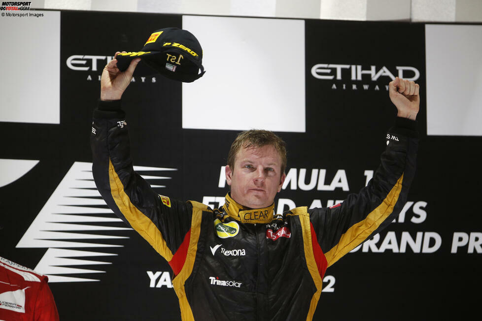 ... 2012 gibt Räikkönen aber sein Formel-1-Comeback und gewinnt für Lotus beim Saisonfinale in Abu Dhabi. Zwischen den beiden Siegen liegen 60 Grands Prix.