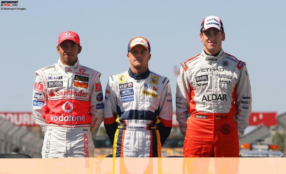 2007: 6 Rookies - 2. Lewis Hamilton (McLaren/109), 7. Heikki Kovalainen (Renault/30), 14. Sebastian Vettel (BMW-Sauber/Toro Rosso/6), 19. Adrian Sutil (Spyker/0), 22. Kazuki Nakajima (Williams/0) und 26. Markus Winkelhock (Spyker/0)