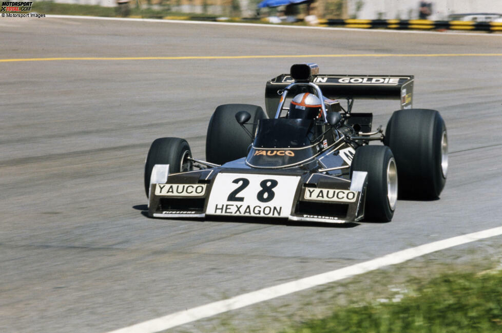 1974 kehrte man mit Boliden von Brabham in die Formel 1 zurück und schaffte immerhin drei Ankünfte in den Punkträngen, mit Platz vier in Spielberg als bestem Ergebnis. Trotzdem konnte das Team nicht genügend Investment für 1975 auftreiben, sodass die Geschichte von Goldie Hexagon nach einem Jahr zu Ende war.