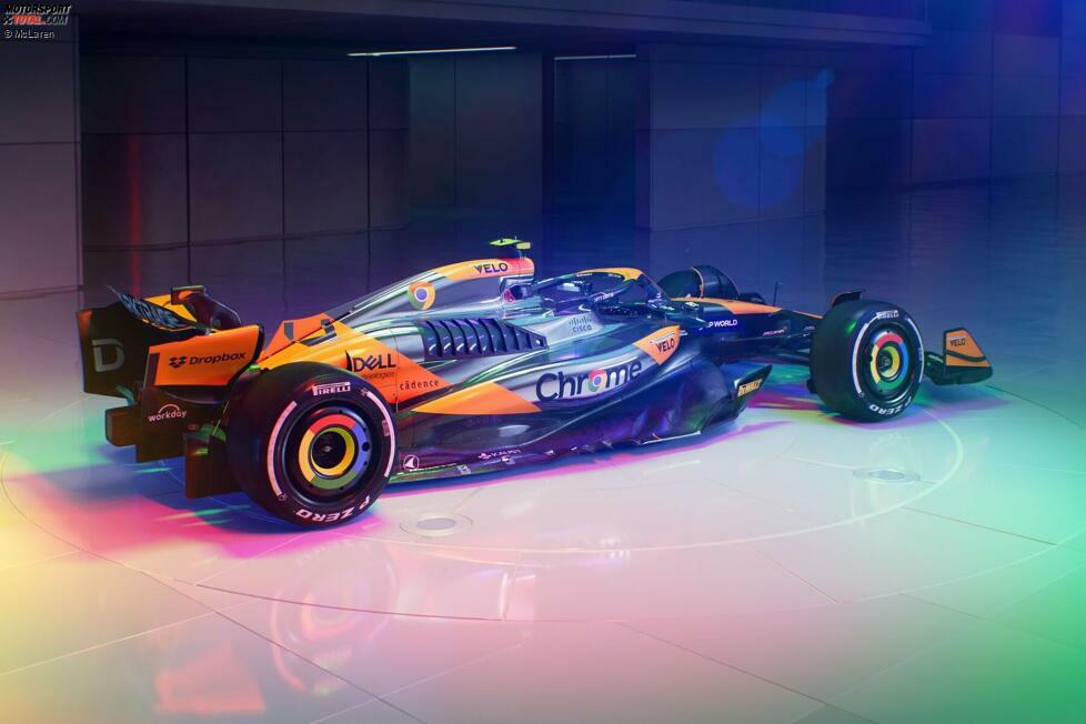 ... bringt man eine Idee aus dem Vorjahr zurück. Denn bereits 2023 gab es in Silverstone am McLaren (in etwas anderer Form) schon einmal einen speziellen 