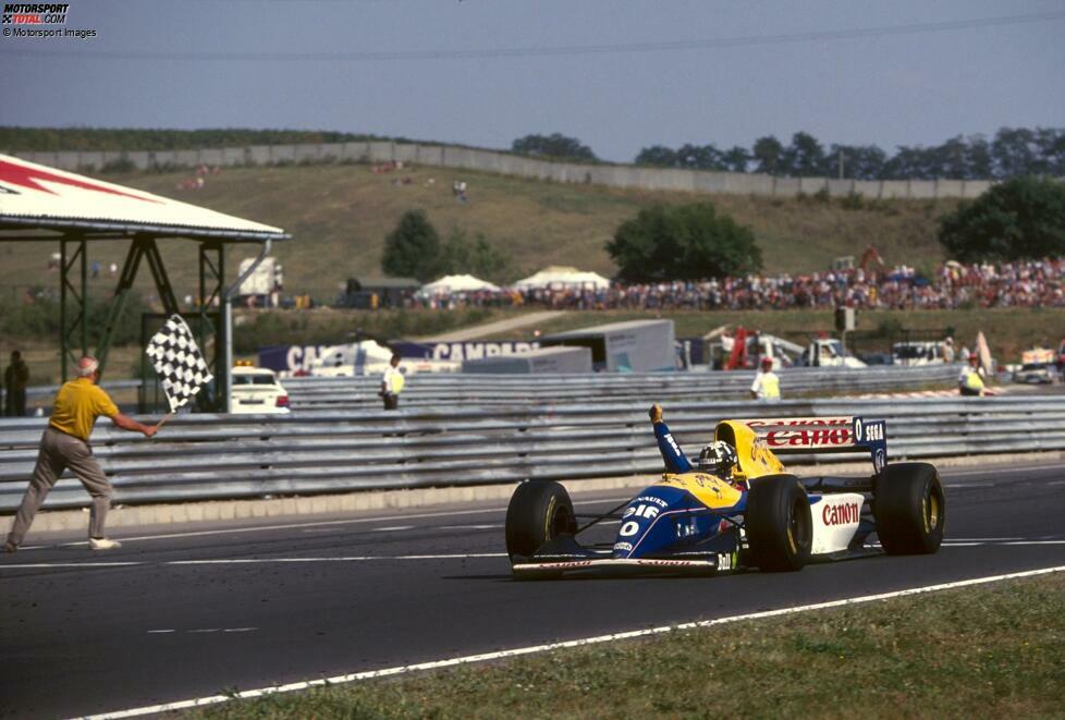 1993: Im elften Rennen mit siegfähigem Material macht Damon Hill als Williams-Fahrer das Beste daraus und gewinnt in Ungarn. Mehr noch: Er gewinnt auch ...