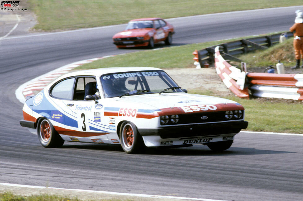Ford Capri III 3,0 S (1984 - 1986): Der legendäre Ford Capri (Bild zeigt ein Fahrzeug der englischen Tourenwagen 1982) ist nur drei Jahre lang in der DTM unterwegs und wird von Privatpiloten eingesetzt. Mit den absoluten Spitzenplätzen hat das Fahrzeug wenig zu tun, Platz sieben durch Fred Räker 1984 am Nürburgring ist das beste Ergebnis.