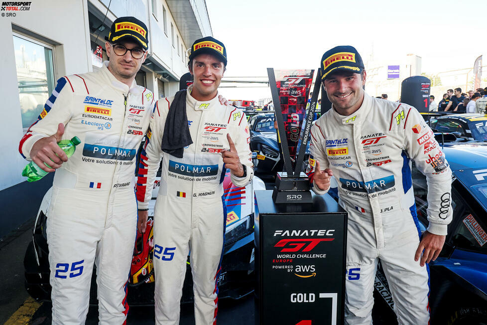 In der Fahrer-Gesamtwertung der Gold-Kategorie dürfen sich Gilles Magnus und Paul Evrad (Sainteloc-Audi) über den Meisterschaftssieg freuen. Das Audi-Duo startete im Endurance-Cup gemeinsam mit Jim Pla, der in der allgemeinen Gesamtwertung den zweiten Platz belegt.